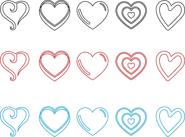 Colección de paquetes de icono vectorial de corazones Vector de símbolo de amor Vector de icono vector del corazón Signo del día de San Valentín