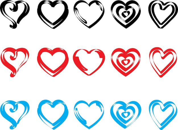 Colección de paquetes de icono vectorial de corazones Vector de símbolo de amor Vector de icono vector del corazón Signo del día de San Valentín