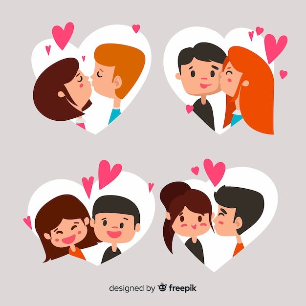 Vector colección pareja besándose día de san valentín