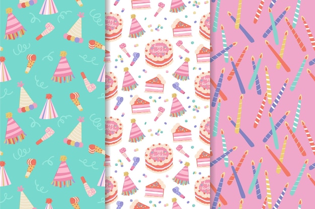 Colección de pastel de cumpleaños feliz patrón sin costuras