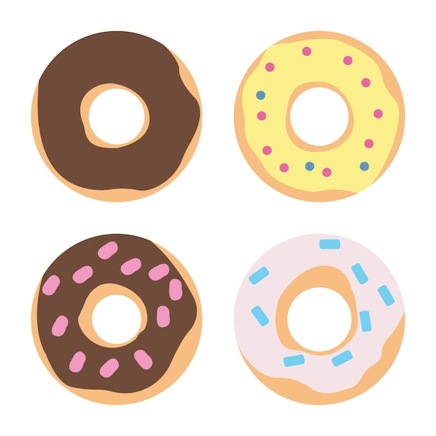 Colección de pastel Donut Donut deliciosa comida dulce con salpicaduras en la tapa