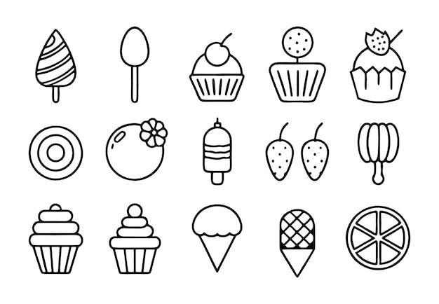 una colección de pasteles y muffins con una cuchara