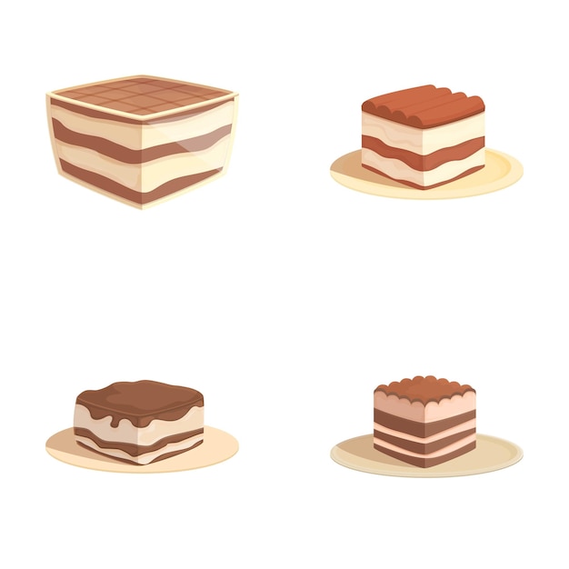 Colección de pasteles de postre de dibujos animados