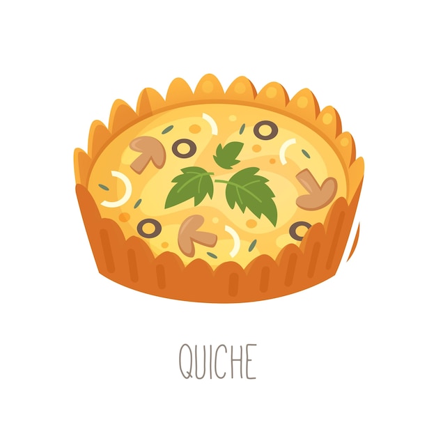 Vector colección de pasteles, tartas y postres para todas las letras del alfabeto letra q quiche