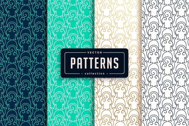 Vector colección de patrones de adornos ricos patrones geométricos ricos