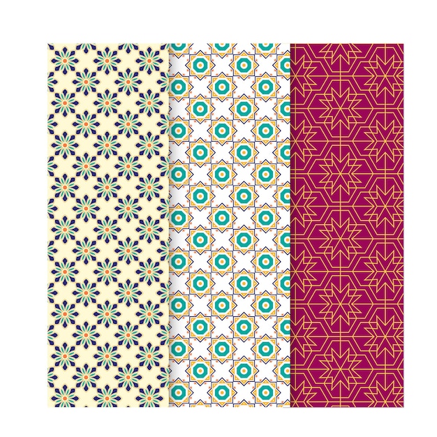 Colección de patrones árabes ornamentales planos