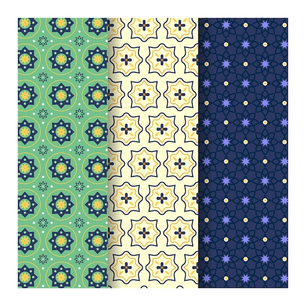 Colección de patrones árabes ornamentales planos