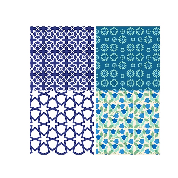 Colección de patrones árabes ornamentales planos