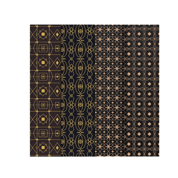 Colección de patrones arábigos ornamentales planos