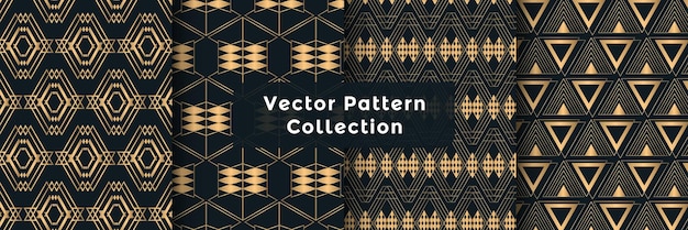 Colección de patrones art deco planos y diseño de patrones geométricos de lujo