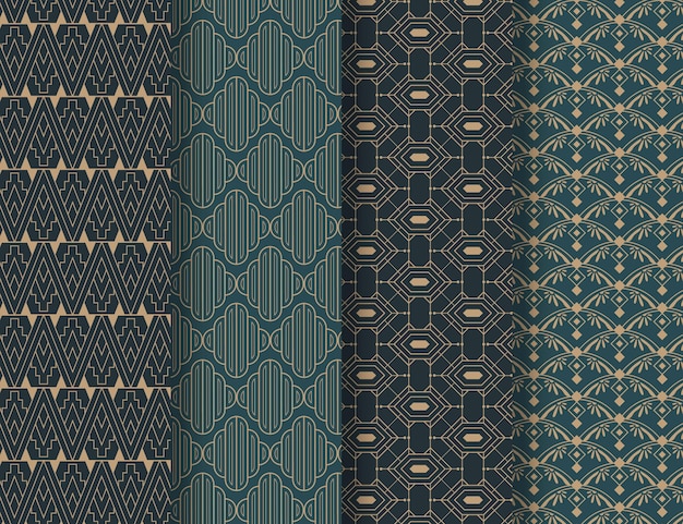 Colección de patrones art deco planos