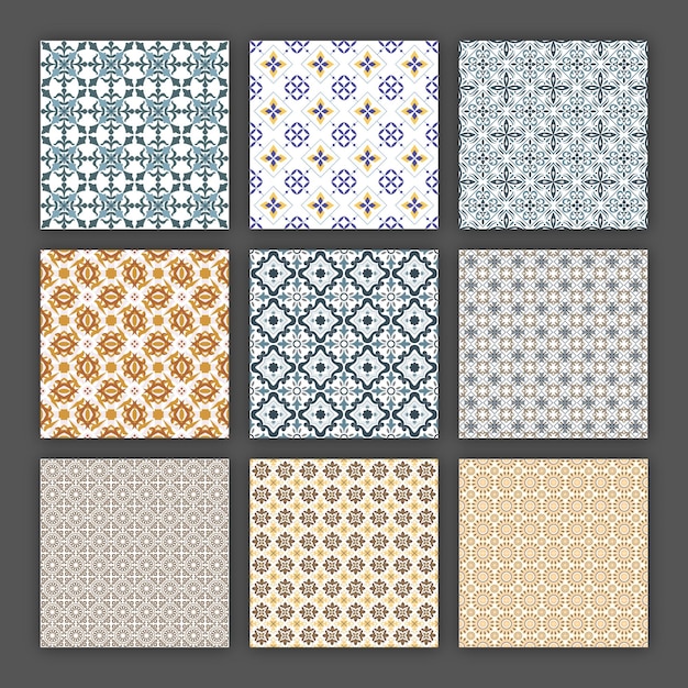 Colección de patrones de azulejos decorativos