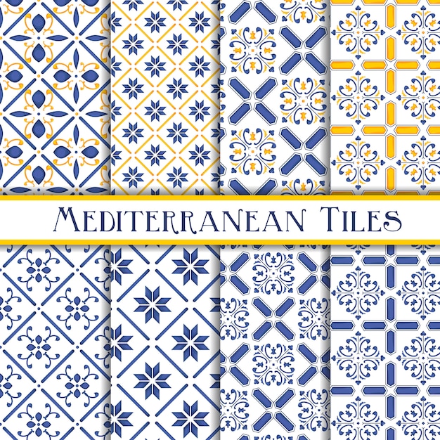 Colección de patrones de azulejos mediterráneos