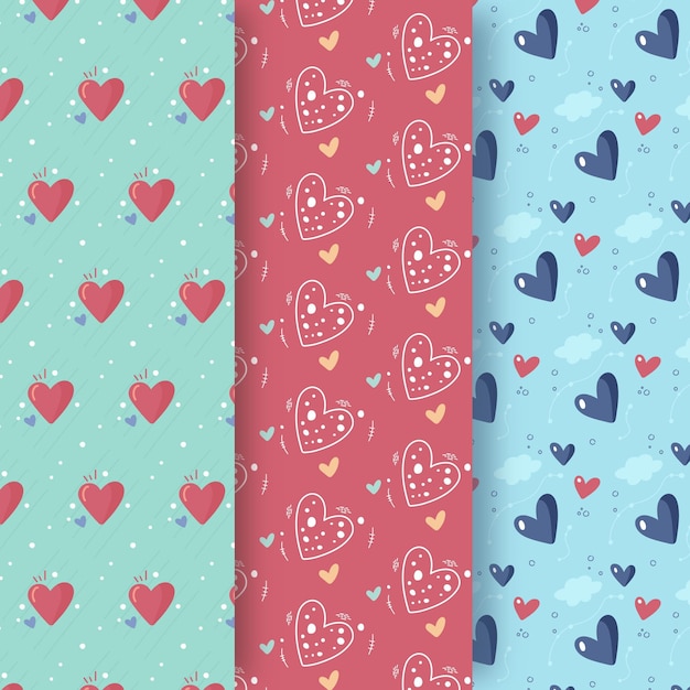 Colección de patrones de corazón dibujados a mano