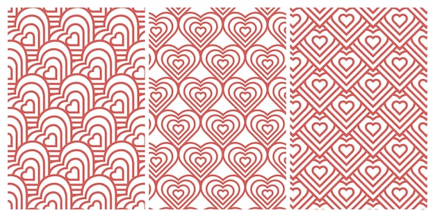 Colección de patrones sin costuras de amor de corazón Valentines papel tapiz decorativo vectorial