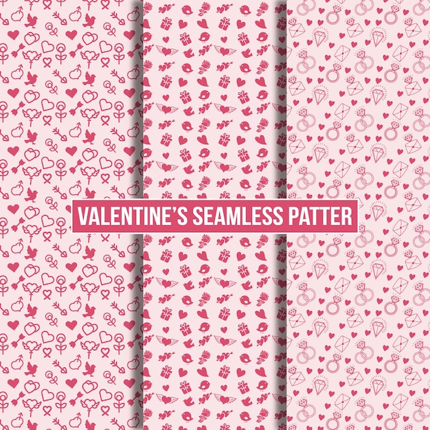 Colección de patrones sin costuras para el día de San Valentín Vector de diseño plano