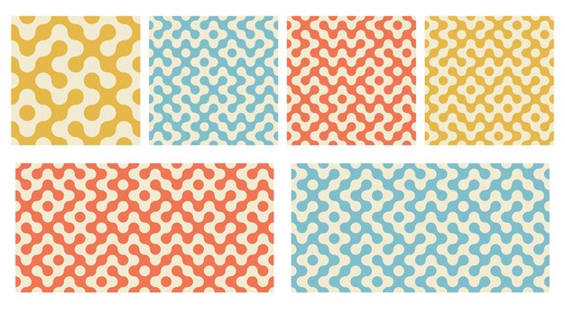Colección de patrones sin costuras de formas redondas de Truchet Patrones de mosaico geométrico de estilo contemporáneo
