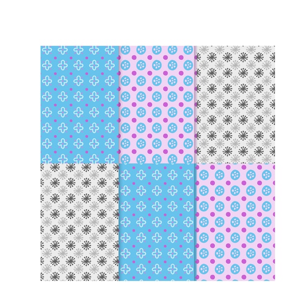 Colección de patrones sin costuras de tartan pastel a cuadros de control Conjunto de 6 patrones Kawaii de fondo colorido