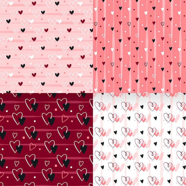 Colección de patrones de diseño plano del día de san valentín