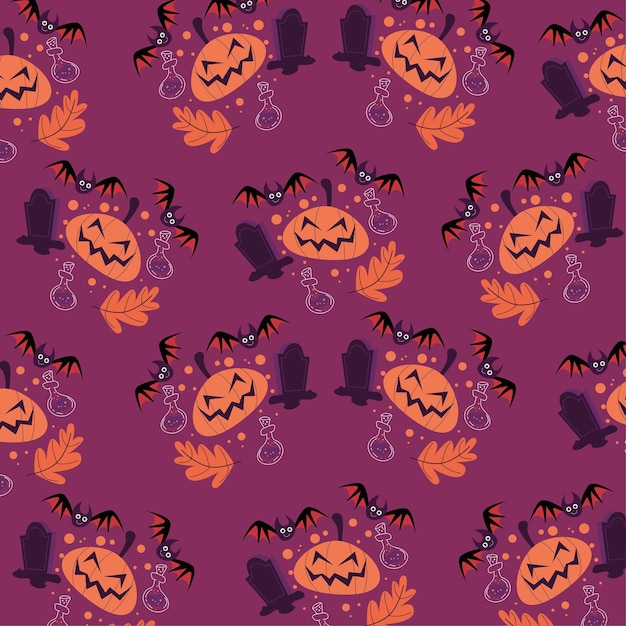 Vector colección de patrones de feliz halloween adecuados para diseño textil y papel de regalo