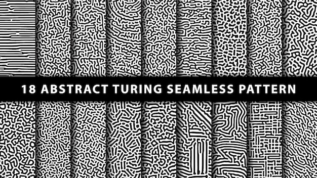 Colección de patrones sin fisuras abstractos de turing. Vector premium