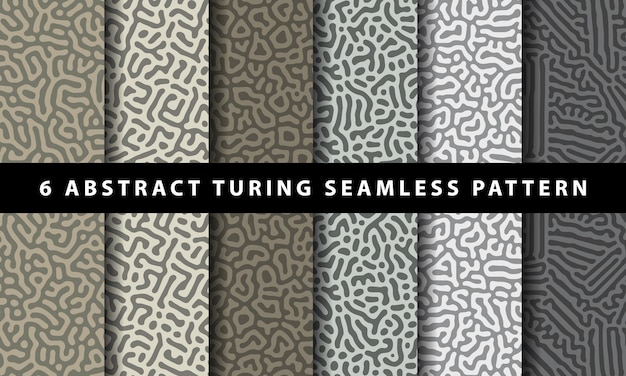 Colección de patrones sin fisuras abstractos de turing. Vector premium