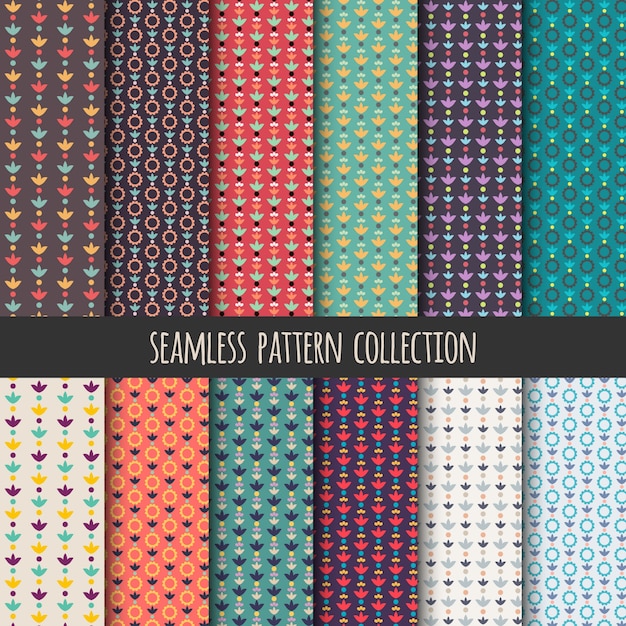 Colección de patrones sin fisuras de Boho. Fondo de rayas decorativas geométricas. Fondo de pantalla colorido abstracto, telón de fondo.