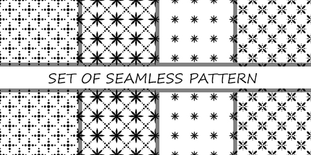 Colección de patrones sin fisuras. Patrón vectorial blanco y negro para su diseño.