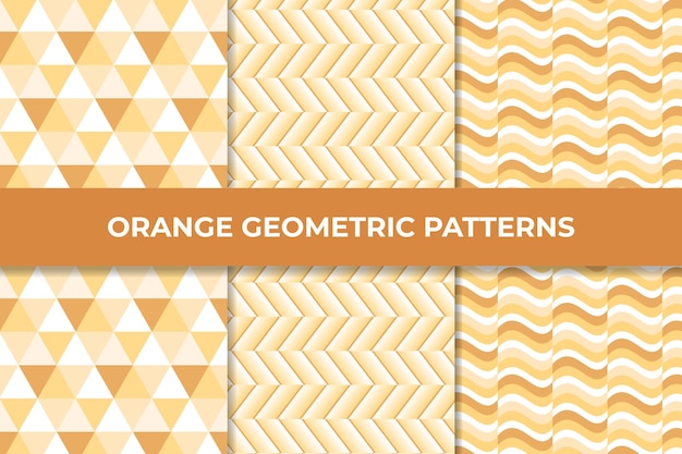 Colección de patrones geométricos de color naranja