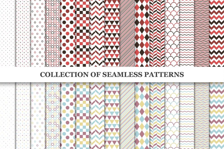 Colección de patrones geométricos sin fisuras. Modernos fondos textiles en blanco y negro, estampados.