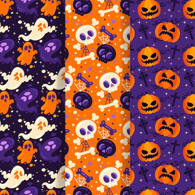 Colección de patrones de Halloween cocnept