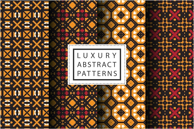 Colección de patrones de mosaico con color dorado.