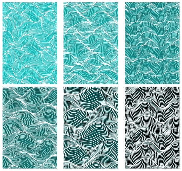Colección de patrones de ondas azules