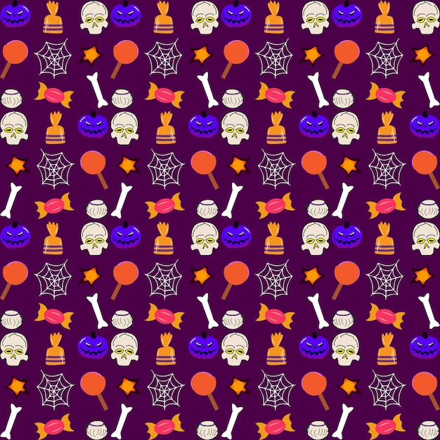 Vector colección de patrones planos de halloween dibujados a mano