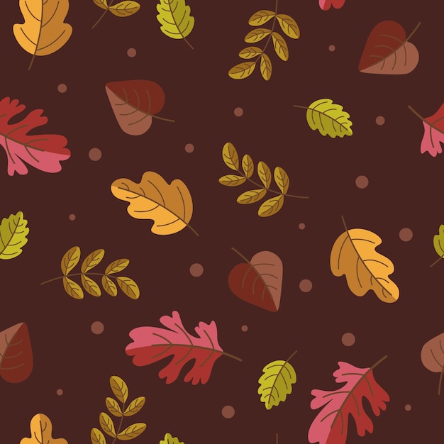 Colección de patrones planos de otoño con hojas de colores