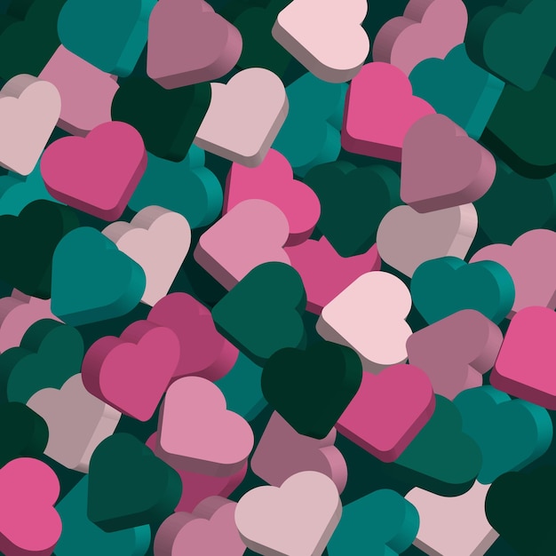 Colección de patrones románticos del día de San Valentín en forma de corazón 3D