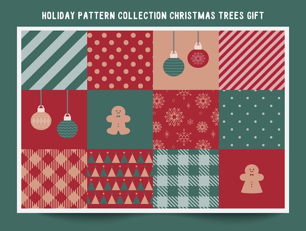 Colección de patrones de vacaciones Regalos de árboles de Navidad