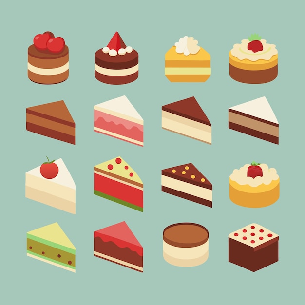 Colección de pedazos de pastel