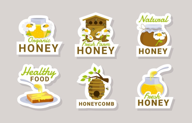 Colección de pegatinas de abejas de miel
