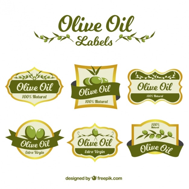 Colección de pegatinas de aceite de oliva