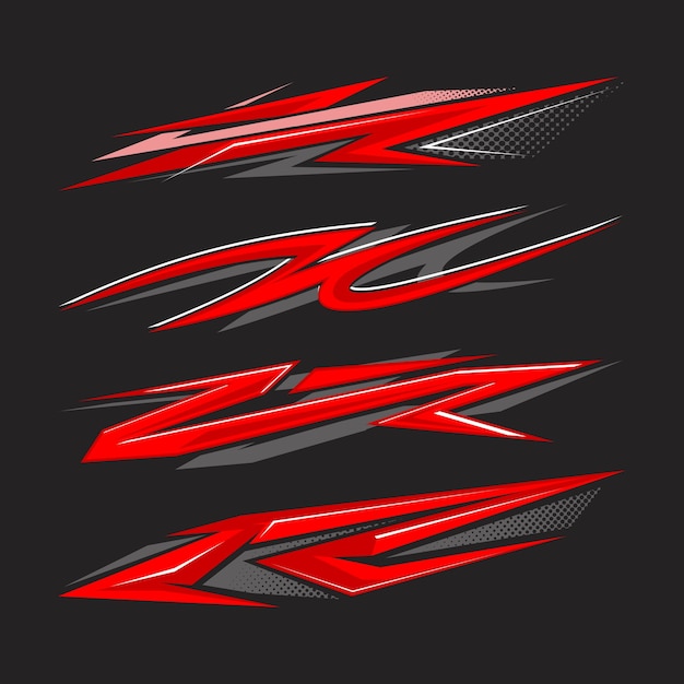 Colección de pegatinas de adhesivos de automóviles de gradiente vectorial rojo