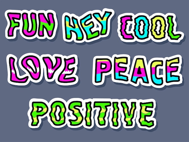 Colección de pegatinas con citas hippie Love fan Cool Peace Words T Shirt design Sticker para papelería