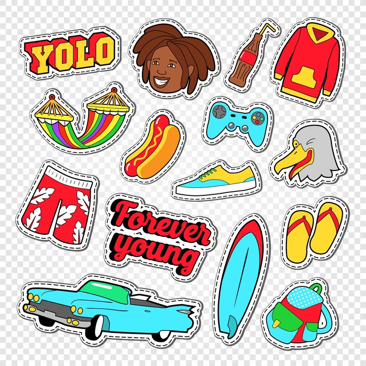 Vector colección de pegatinas de colores
