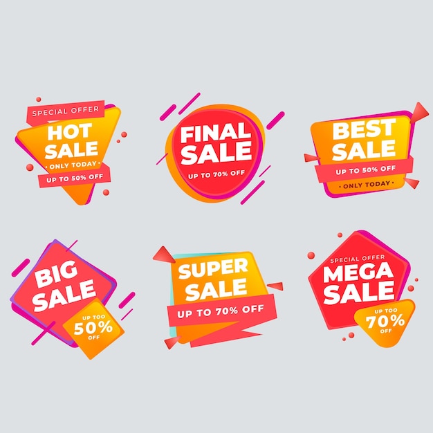 una colección de pegatinas coloridas para la venta final