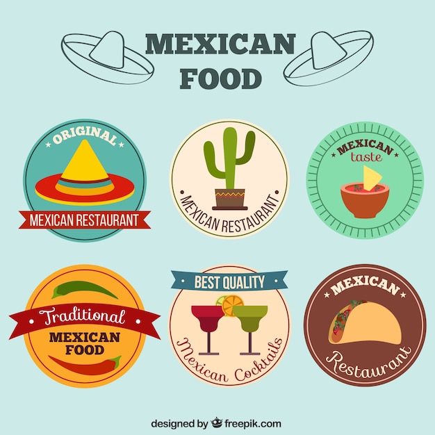 Colección de pegatinas de comida mexicana