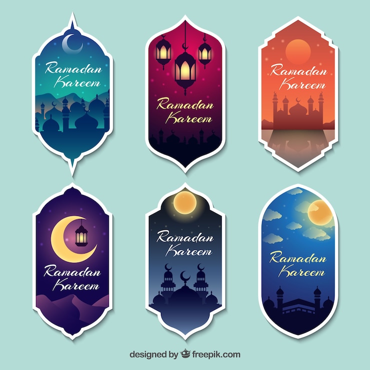 Vector colección de pegatinas decorativas de ramadan 
