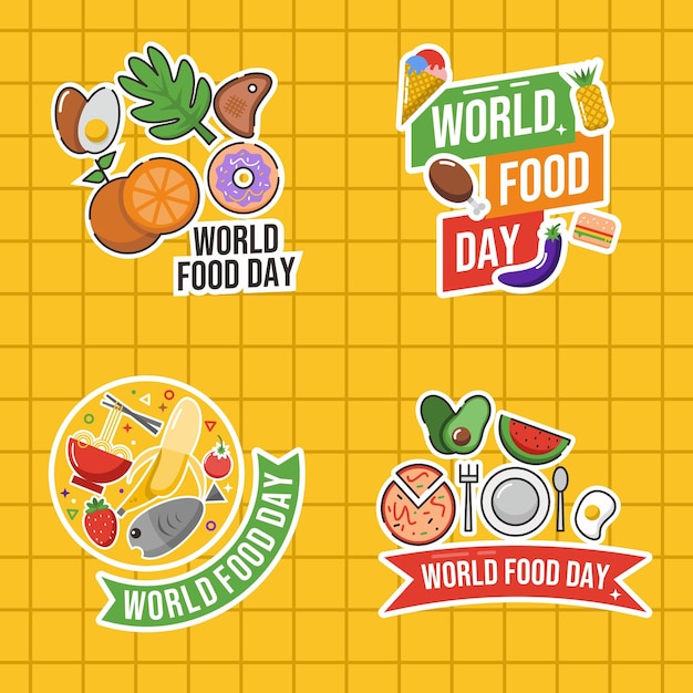 colección de pegatinas del día mundial de la alimentación