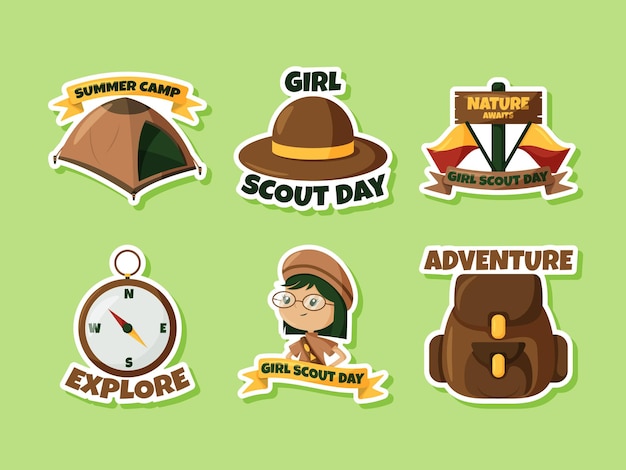 Colección de pegatinas para el día de las scouts