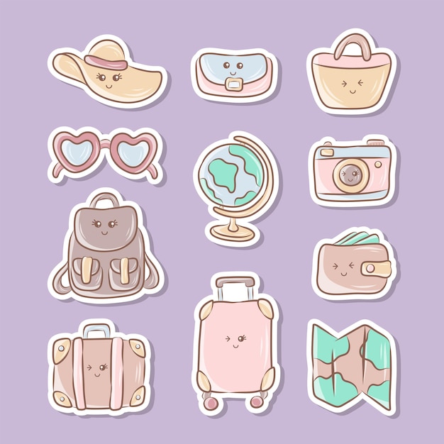 La colección de pegatinas de dibujos animados de Kawaii