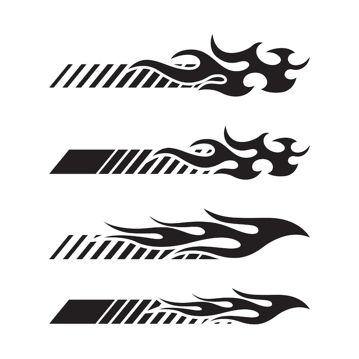 Vector colección de pegatinas con efecto de llama para envolturas de vehículos de estilo de carreras